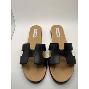 Steve Madden Women’s Black Slide Sandals Size 9 Flat Slip On Summer Shoes New